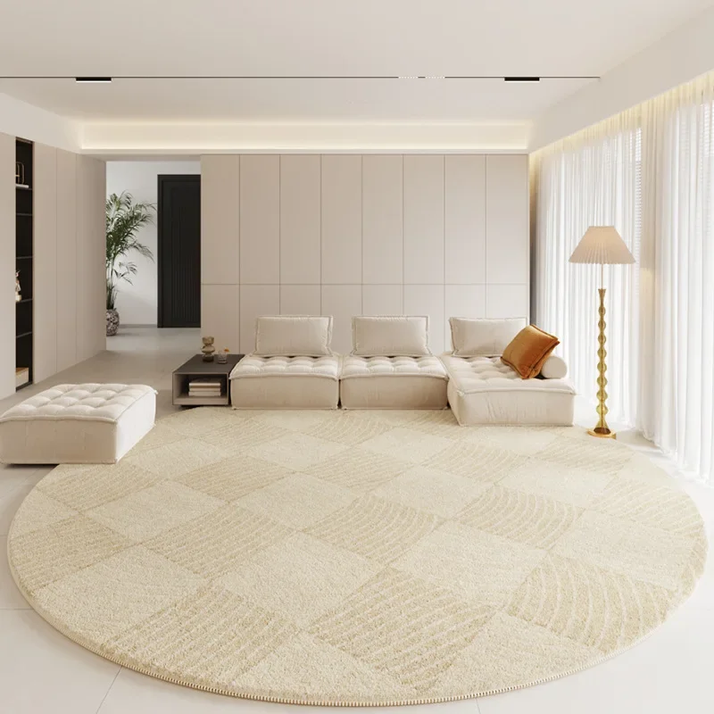 NONE Moderne Teppiche für Schlafzimmer, flauschiger, weicher Lounge-Teppich, dicke Garderobe, runde Bodenmatte, cremefarbene Wohnzimmer-Dekoration, rutschfester Teppich 5