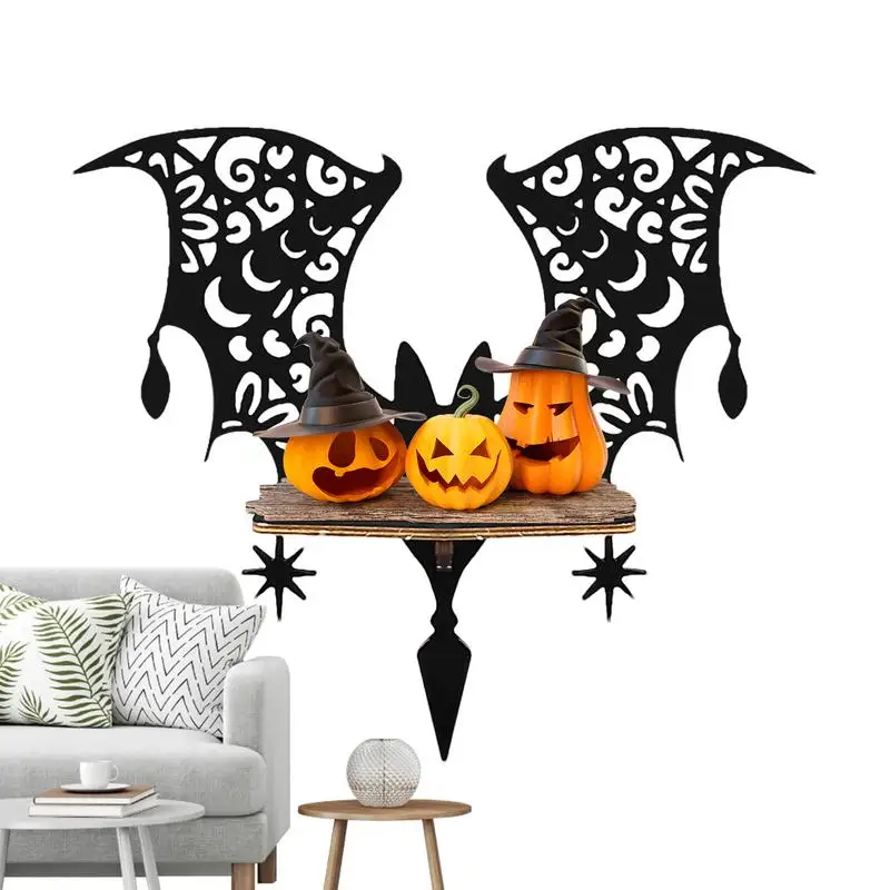 Black Bat Wall Shelf Goth Shelf Wooden Spooky Wall Floating Shelves Practical Wall Display Shelves Smooth Wall Storage Shelves