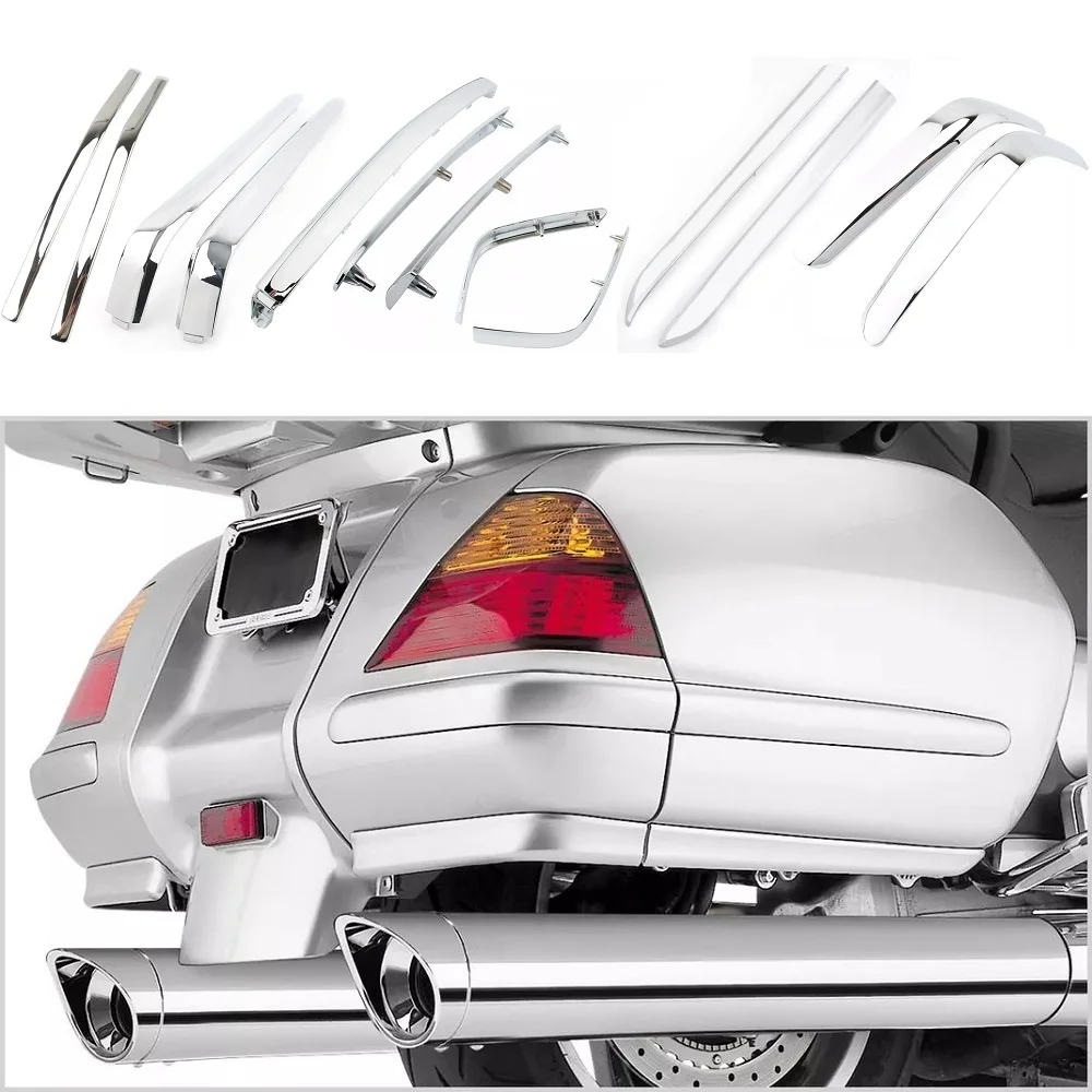 

Motorcycle Front Side Box Fairing Cowl Trim Decal Rear Trunk Connect Saddlebag Shaped Accent For Honda Goldwing GL1800 01-11