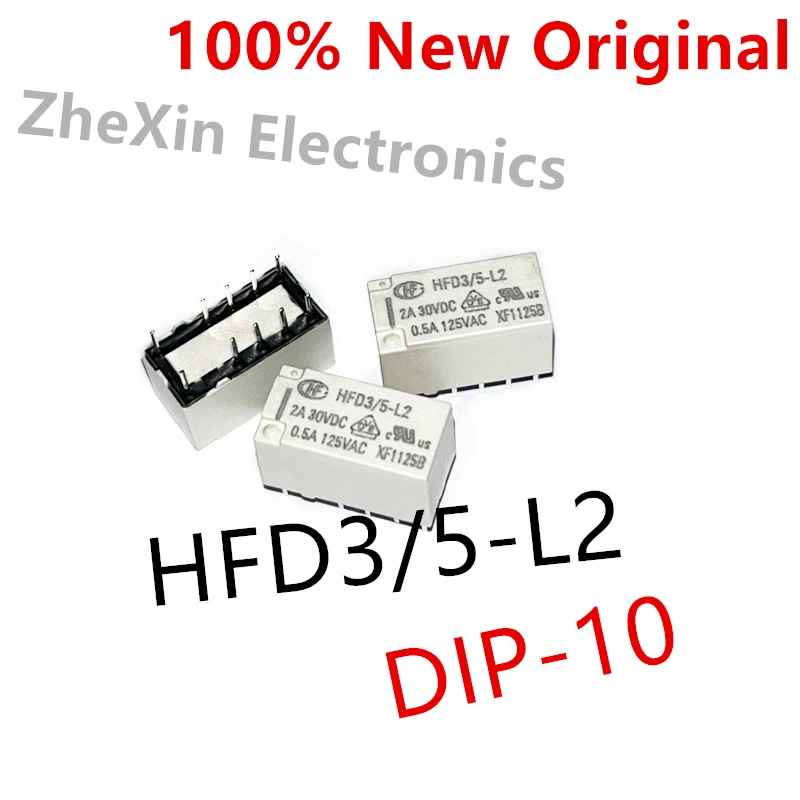 10PCS/Lot   HFD3/24-L2 、HFD3/12-L2 、HFD3/5-L2   DIP-10  New small signal relay   HFD3-5-L2 、HFD3-12-L2 、HFD3-24-L2