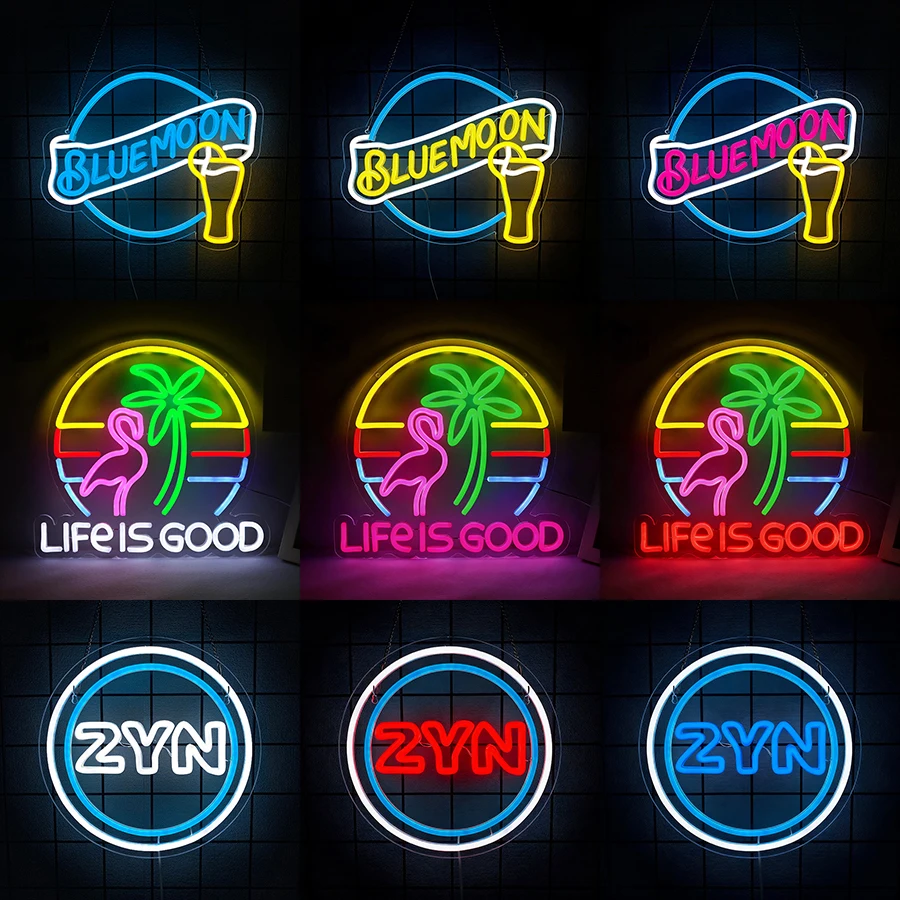 Blue Moon Neon Sign,LED Neon Lights For Wall Deco,USB Light Up Business Sign For Man Cave Bar Pub Club Pub Bistro Birthday Party