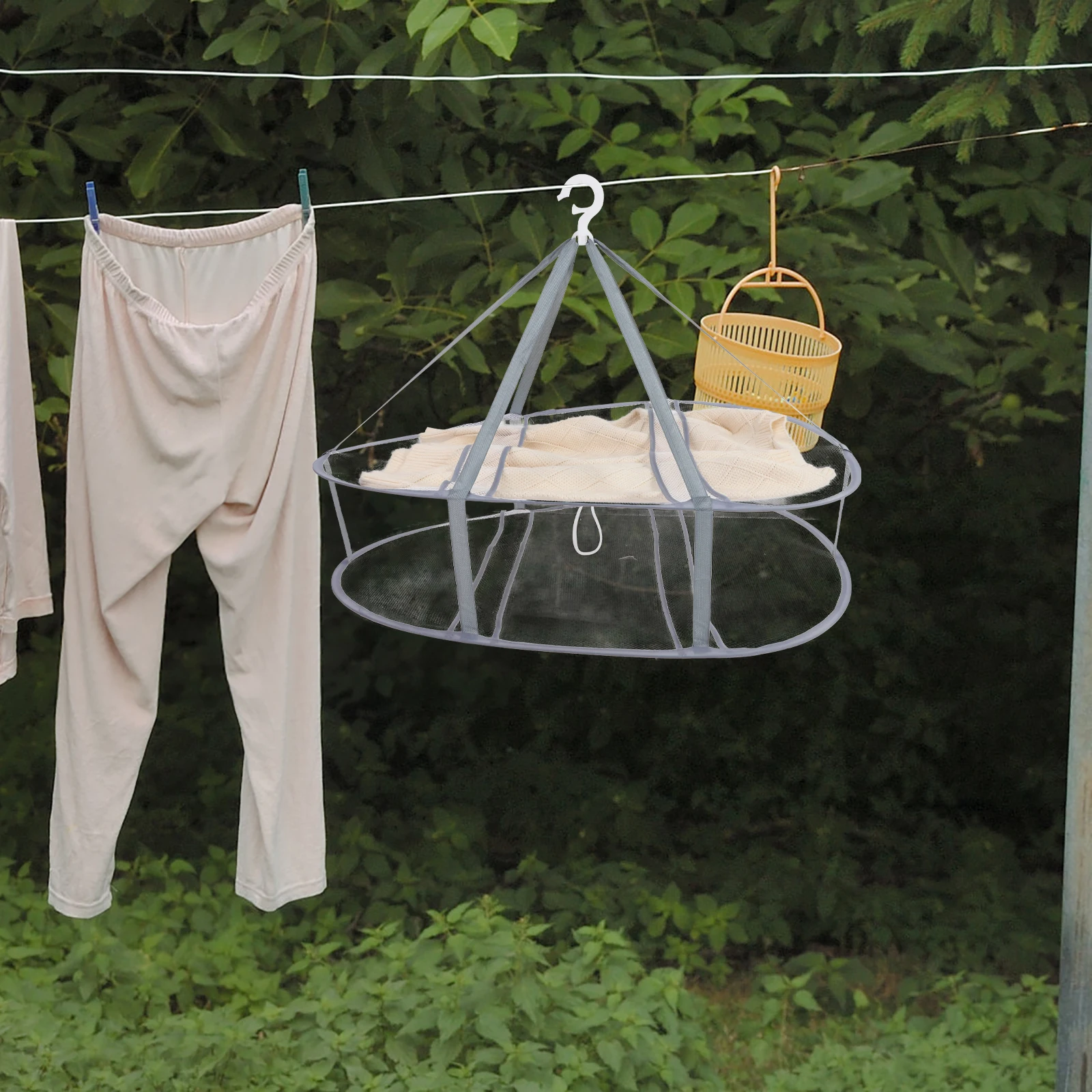 

2 Pcs Laundry Hanging Rack Folding Drying Foldable Cloth Clothing Tier Travel Racks Sweater