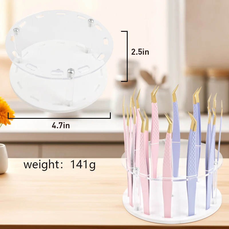 12 Holes Acrylic Eyelash Tweezers Storage Holder Display Box Lash Tweezers Stand Shelf Eyelashes Extension Tattoo Makeup Tool