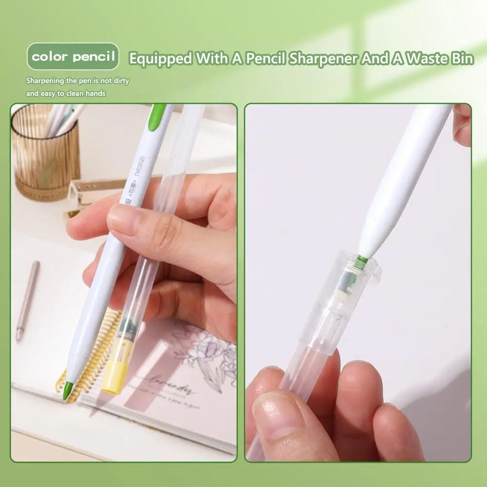 Non Sharpening Colored Pencil 12/18/24/36 Colors Replaceable Refill Propelling Pencil Erasable Oil Based Mechanical Pencil