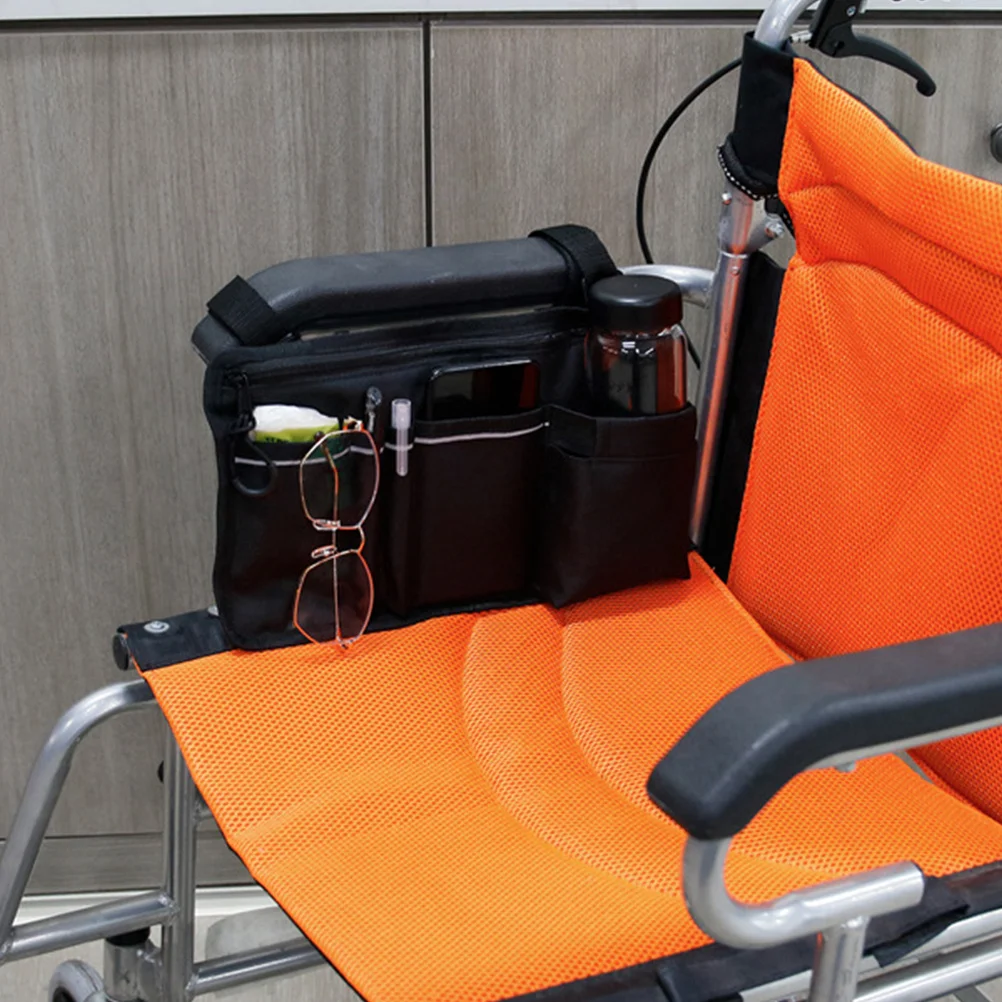 

Wheelchair Bag Oxford Cloth Large Capacity Armrest Pouch Practical Durable Side Organizer for Phones Wallets Medication