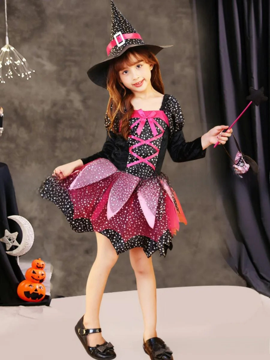Nuovo costume da strega loween Abiti da spettacolo per bambini Cosplay Gonna da principessa per ragazze Puntelli di scena Tema Fairy T
