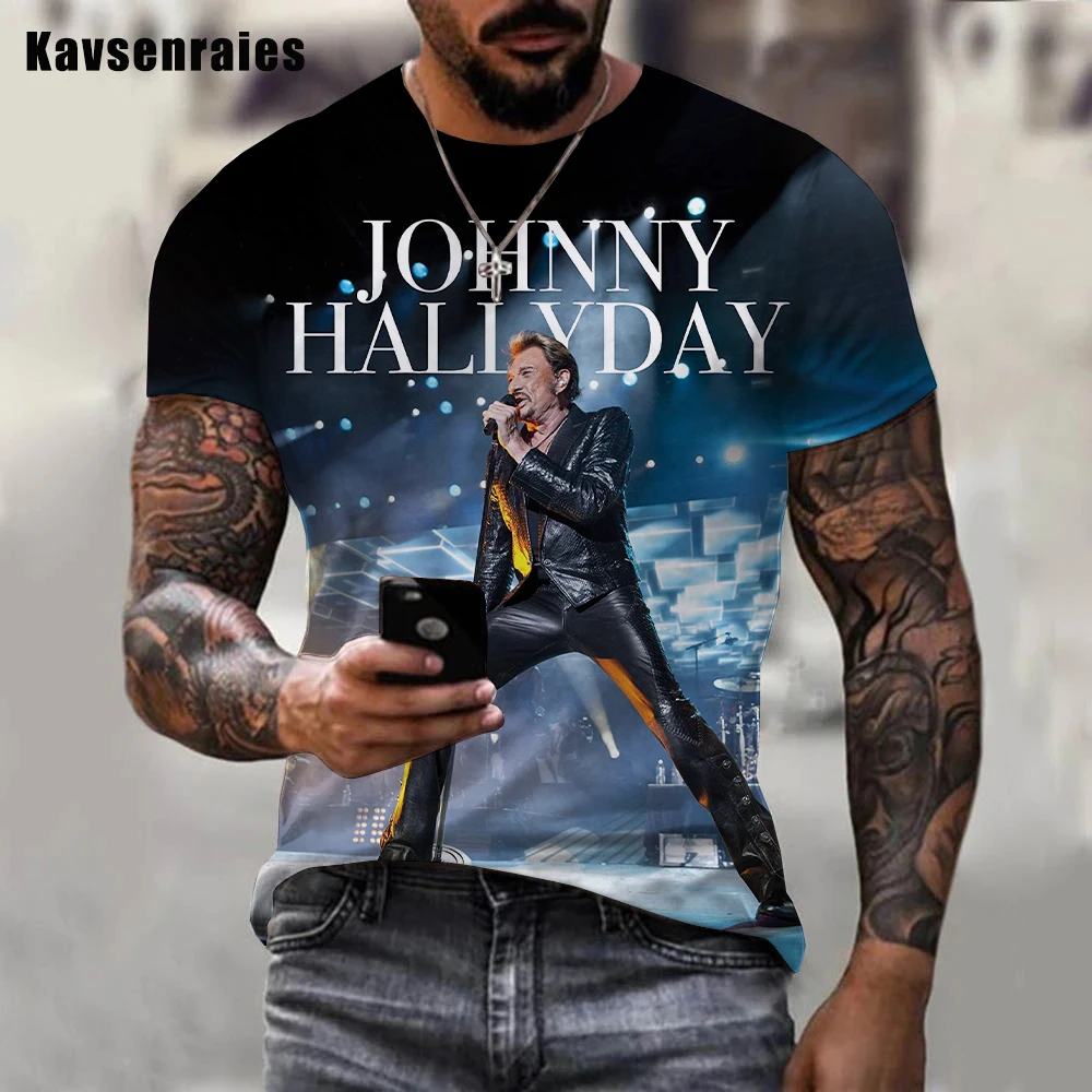 2023 New Pop Singer Johnny Hallyday 3D Printed T-shirt Men Women Rock Fashion Casual Streetwear Hip Hop Harajuku Tee Tops