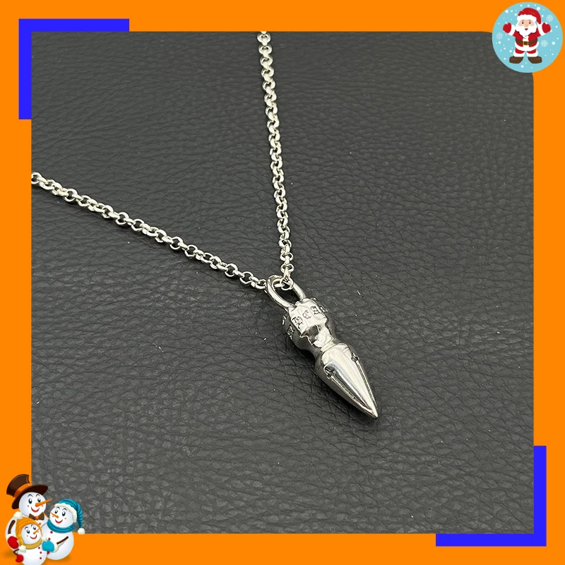 Premium Retro Medium Bullet Necklace Men's and Women's Hip-hop Personality Niche Cross Pendant Classic