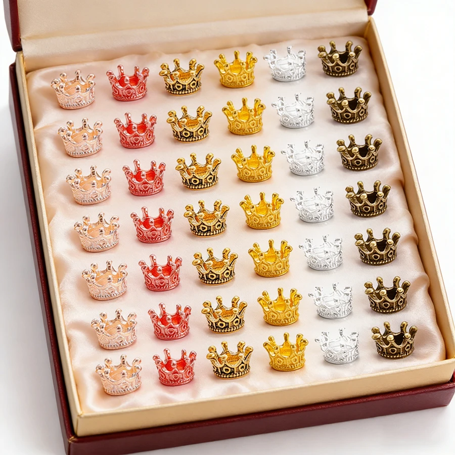 20pcs 1cm Mini Alloy Crown Charms Loose Beads Pendants Dollhouse Metal Crown Miniature Jewelry Making Necklace DIY Crafts image 2