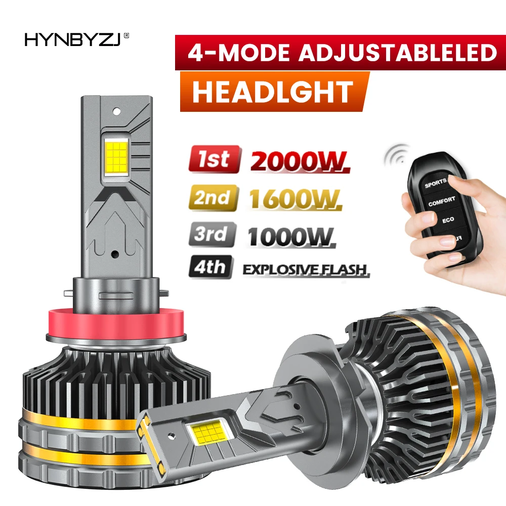 

HYNBYZJ H11 LED Headlight 2000W Adjustable Headlamp 3000000LM H4 H1 HB3 9005 HB4 9006 9012 H7 LED Car Lights 6000K Auto Bulbs