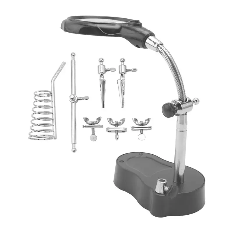 A92P Soldering Iron Table Bracket With Welding Magnifying Glass Digital Equipment Maintenance Tool Table With LED Lamp