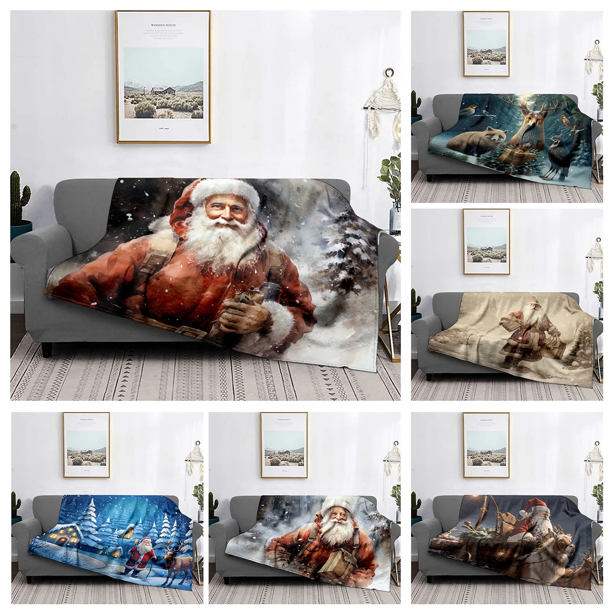 Home decoration plush Throw Sofa blanket Bedspread bed fluffy soft blankets decor Plaid Modern morandi winter Merry Christmas