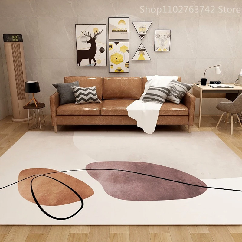 Nordic Light Luxury Living Room Large Area Carpet Modern Bedroom Bedside Rugs Non-slip Washable Floor Mat Study Lounge Rug