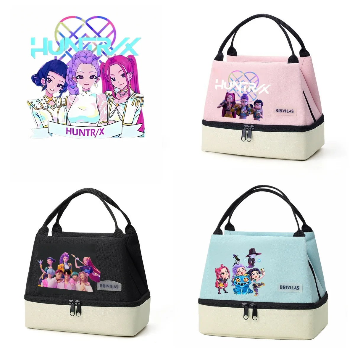 

Kpop Demon Hunters Insulated Lunch Bag Meal Bag Ice Pack Portable Cooler Freshness-Preserving Picnic Bag Storage Bag Christmas
