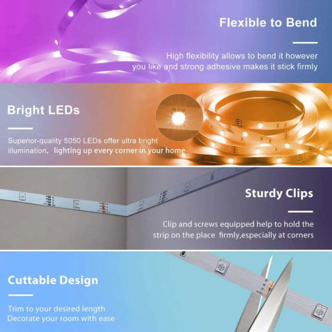 Bande lumineuse LED Festoon avec télécommande, Bluetooth 5050, Dreamcolor, USB, RVB, musique, diviapp, décoration de Noël, 5 m, 10m