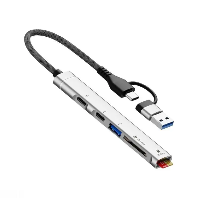

D08B концентраторы USB C и USB A из алюминиевого сплава с устройством чтения карт TFSD, поддержка OTG, быстрая зарядка для