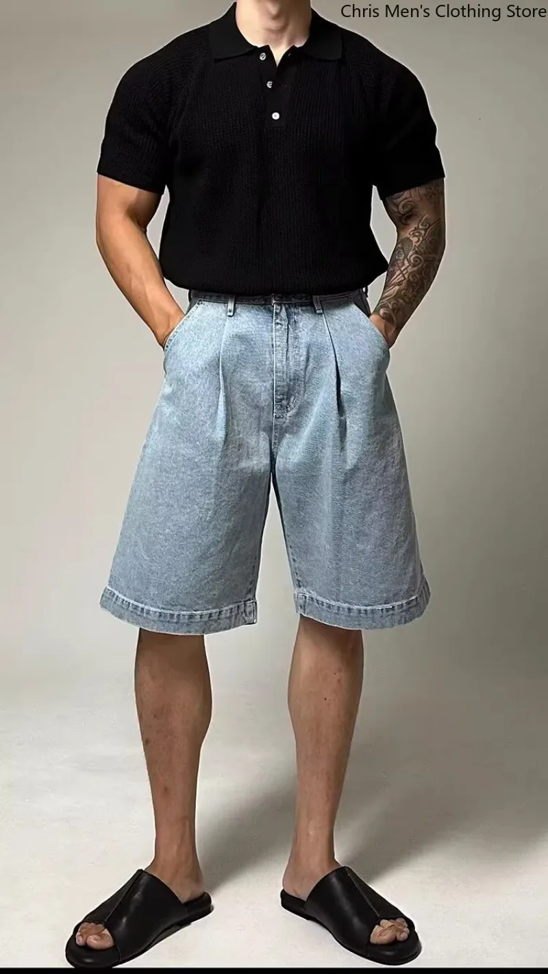 Business Casual Breathable Modified Short-sleeved T-shirt, Men's Knitted Polo Shirt, Men Shirts