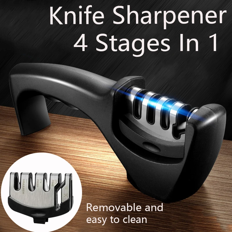 Professional Knife Sharpener 3/4 Stages In 1 Knife Scissors Sharpening Stone Diamond Kitchen Knife Grinder Whetstone Tool