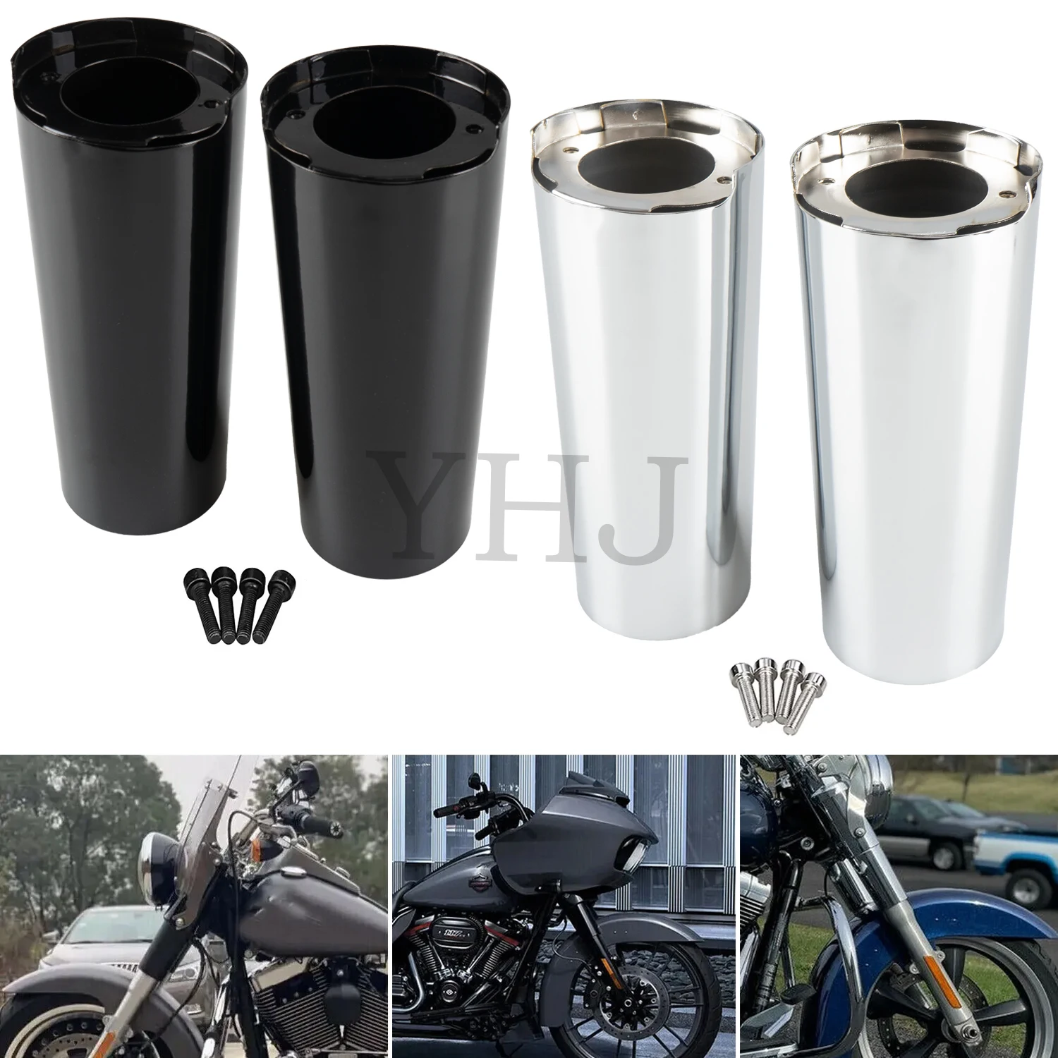 

​​+2" Motorcycle Extended Front Fork Boot Slider Cover For Harley Touring Electra Street Tri Glide Road King Ultra 2014-2023