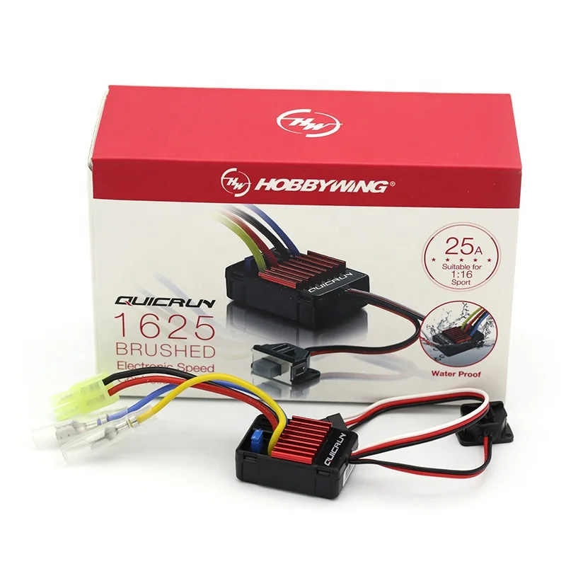 Hobbywing QuicRun 1625 25A 2-3S Waterproof Brushed Speed Controllers ESC for 1/16 1/18 RC Car Buggies Truck Crawlers Toys