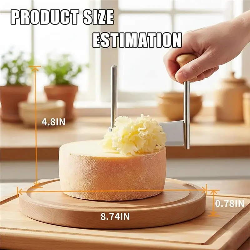 THIVN-For Cheese Boards/Dessert Tool:Stainless Steel Blade& Wood Base For Cheese Curler Wheel Shaver For Tête De Moine/Chocolate
