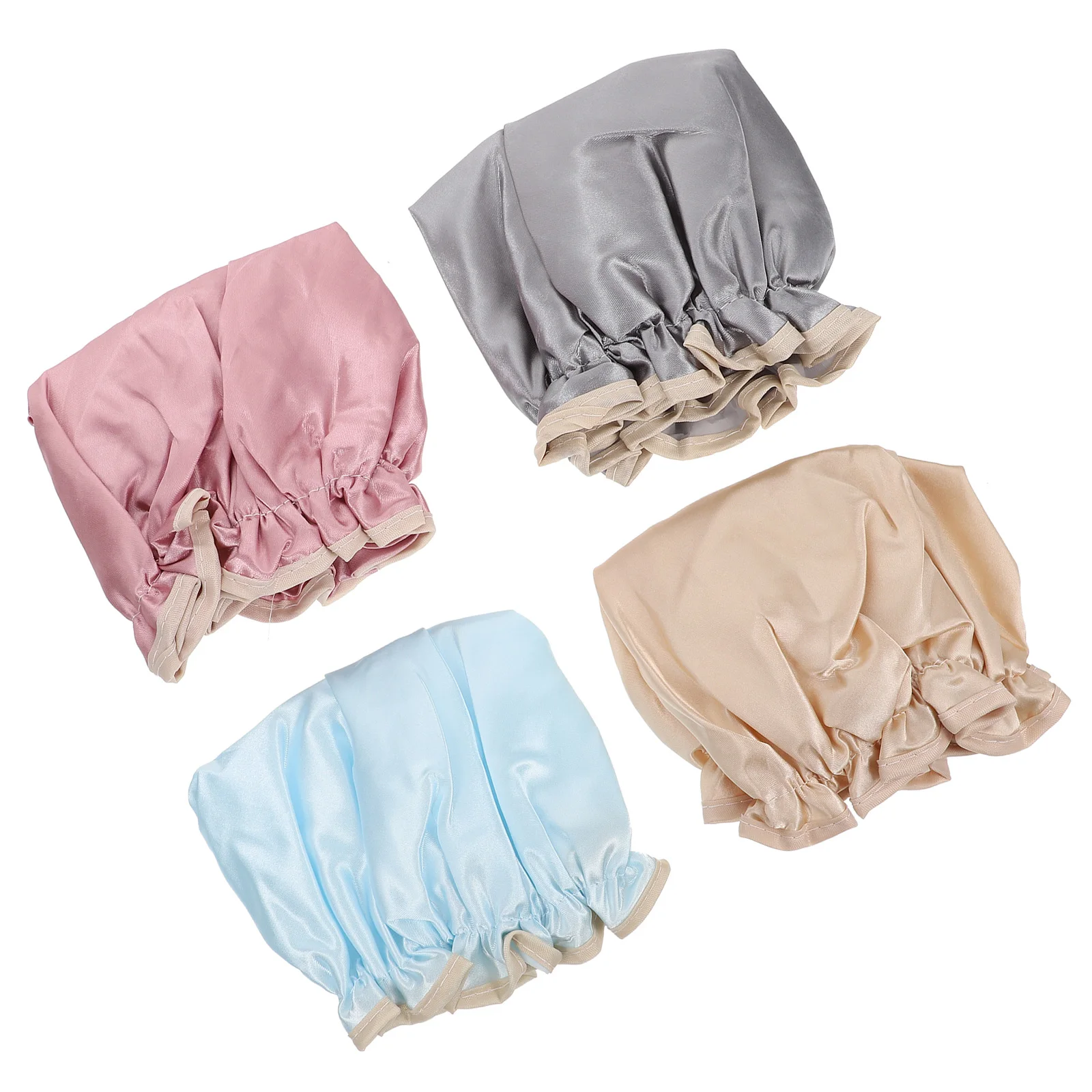 

4Pcs Shower Caps Bathing Caps Waterproof PVC Double layer Chemotherapy Hair Care Women Bath Accessories