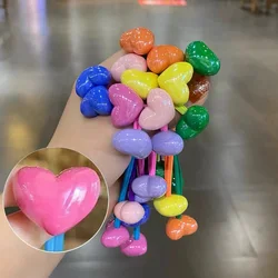 Creative Cute Hair Beads Elastic Colorful Loveheart Hair Ties Double Decorative Ponytail Hair Rope Girl Gifts Hair Decoration