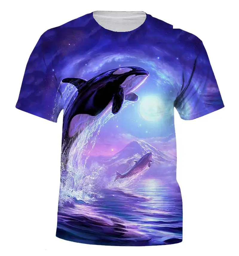 Summer Fashion Ocean Orca 3d Printing Fashion Men Women Children Short-sleeved Street Wind Breathable Light Casual T-shirt