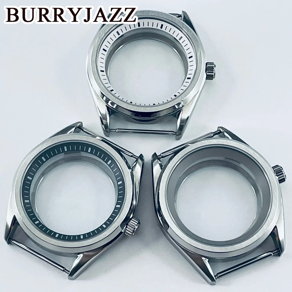 40mm GSStyle Stainless Steel Watch Case Silver White Chapter Ring Sapphire Crystal Fit NH34 NH35 NH36 NH38 NH70 NH72 Movement