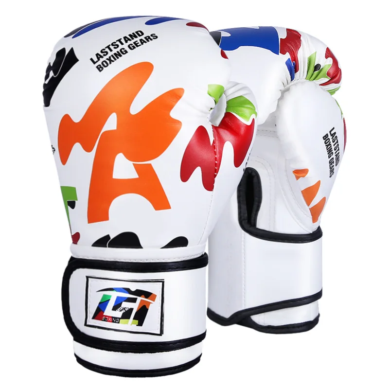 Rękawice bokserskie ze skóry PU Muay Thai rękawice Sanda walki sparing worek treningowy rękawiczki MMA Kick rękawice bokserskie Kids Guantes De Box