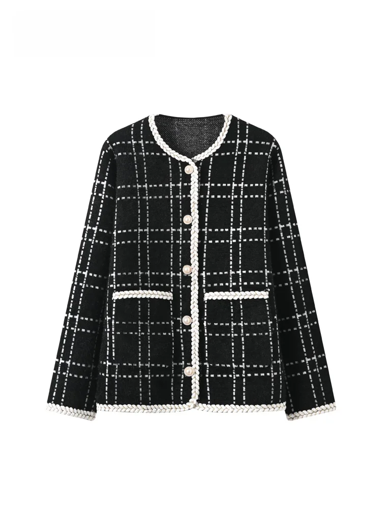 

plus Size Women's Plaid Long Sve Jaet Autumn Winter New Sle Slimming Top for plus Size Girls Faionable Outerwear