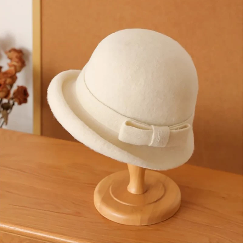 

Легкая роскошная шерстяная панама в французском стиле для женщин, осень-зима, классическая шляпа-котел в стиле Хепберн, элегантные стильные береты для прогулок