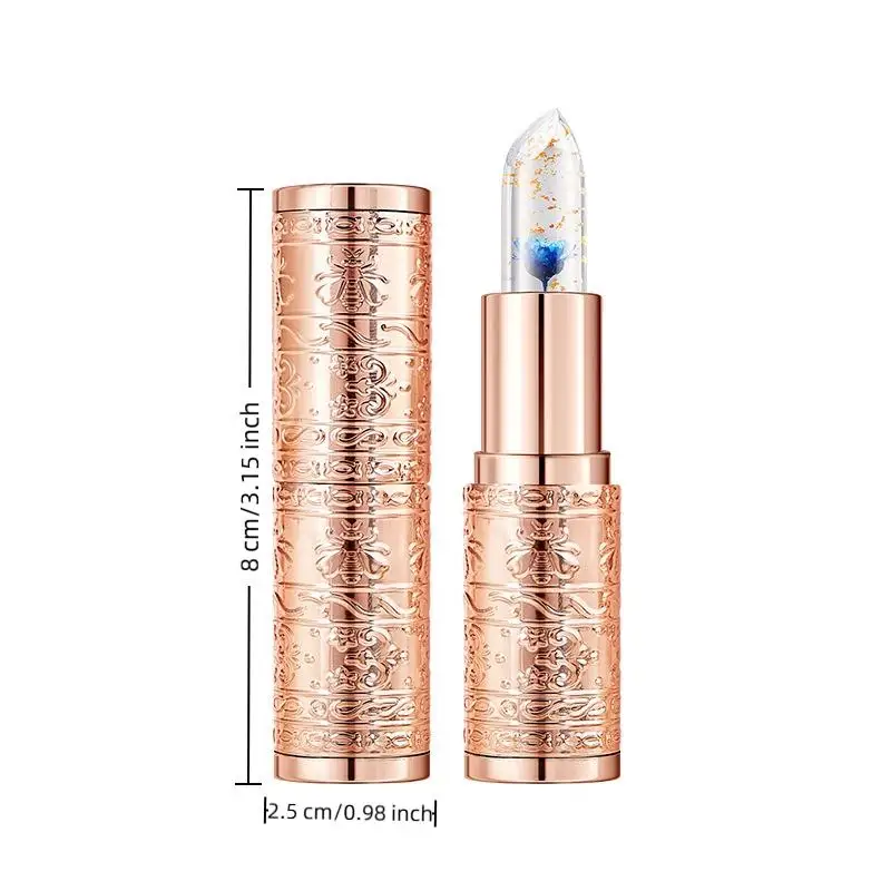 Ccatm batom transparente com flor de gelatina, hidratante, à prova d'água, mudança de cor, bálsamo labial de longa duração, maquiagem de flores, brilho labial