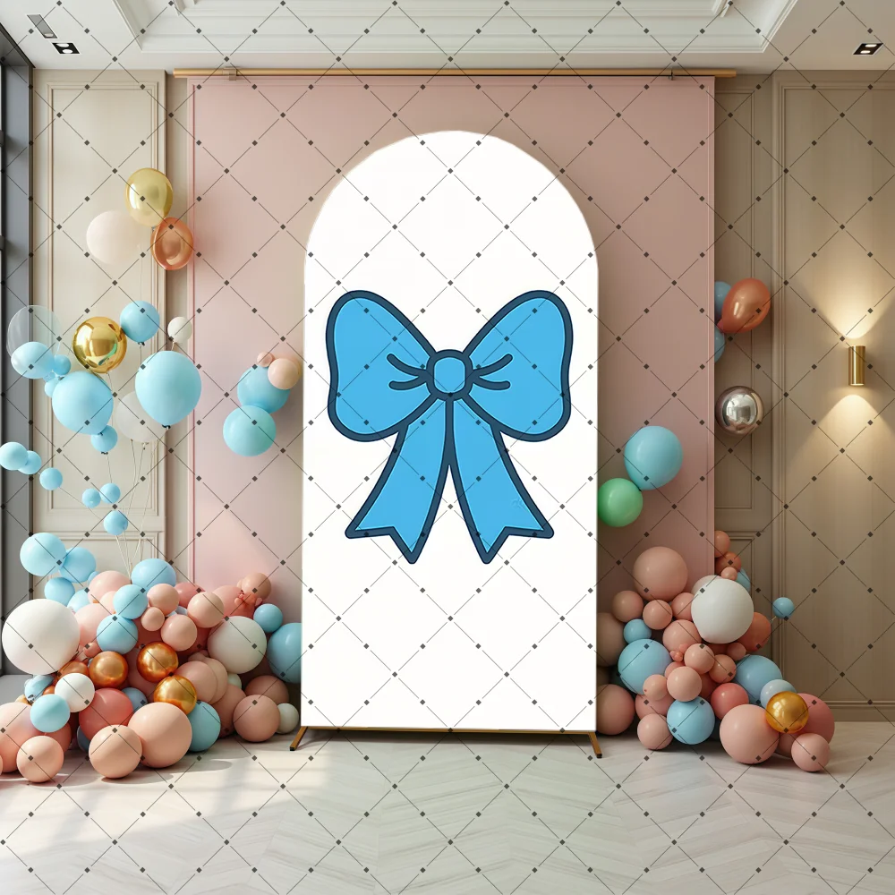 Pink Blue Arch Backdrop Baby Shower Boy or Girl Gender Reveal Party Kids Birthday Decor Elastic Arched Background