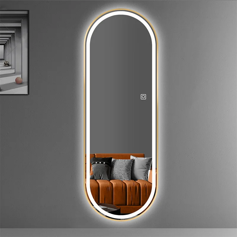 Full Length Large Floor Mirror Full Body Standing Mirror LED Light Modern Living Room Bedroom Decorative Vanity Furniture
