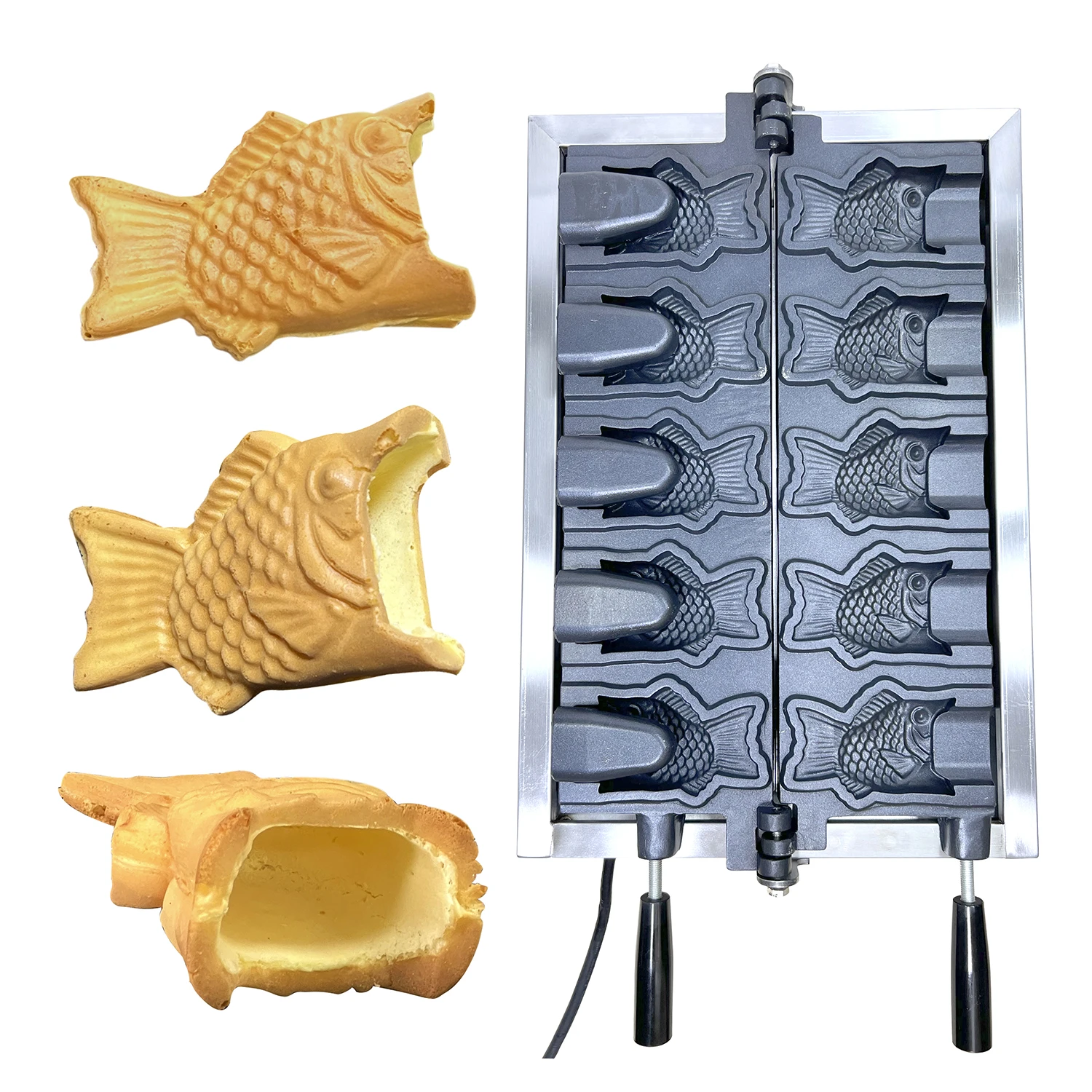 

Korean Popular Dessert Snack Maker Ice Cream Fish Shape Taiyaki Maker Big Open Mouth Taiyaki Machine