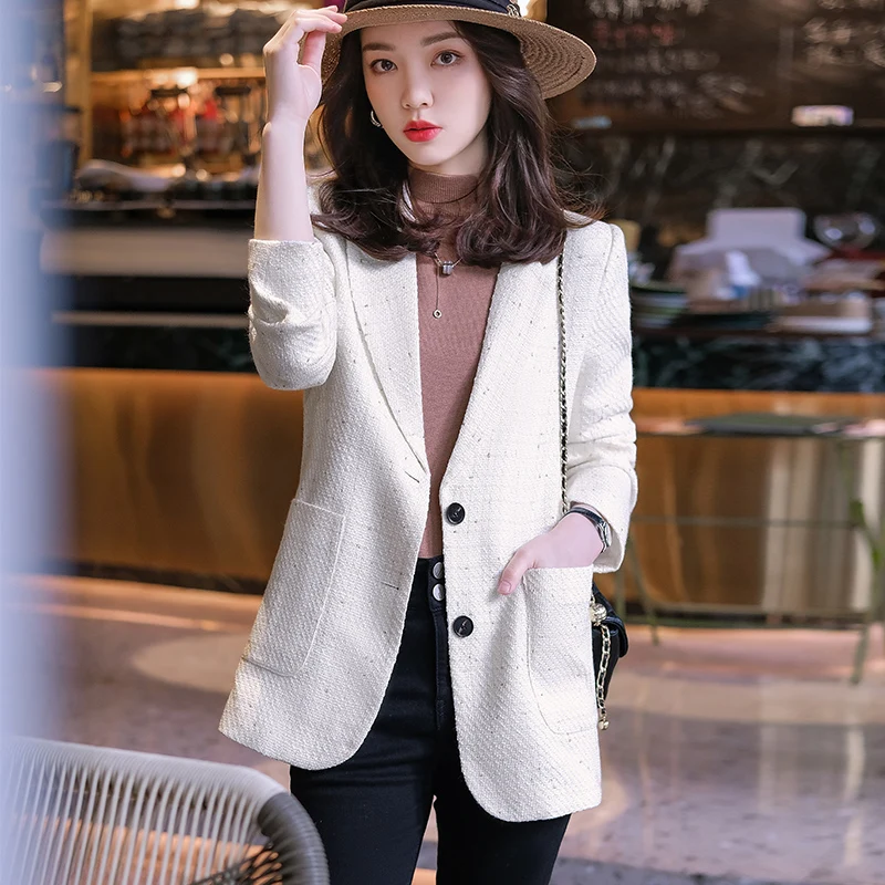 

Sophisticated Design Wool Blazer for Women, Autumn/winter New Commuter Formal Work Uniform Long-sleeve Suit Jacket High Quality