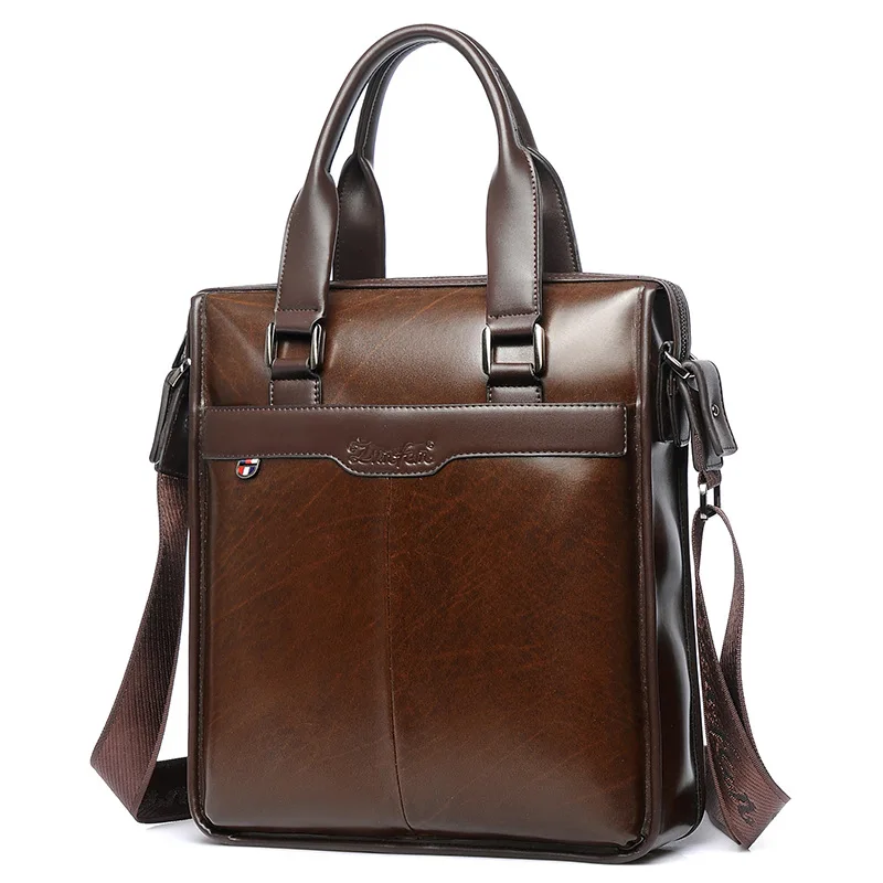 Imagem -03 - Maleta Masculina de Couro Rachado Bolsa de Ombro Bolsa de Luxo Bolsa Mensageiro Bolsa Vertical Bolsa de Viagem 2024