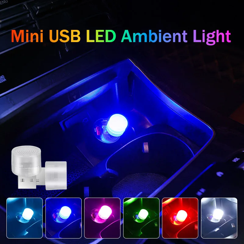 

1pc Car Mini USB LED Portable Light Plug Play Ambient Light Decorative Atmosphere Lamps For Interior Environmentled lights decor