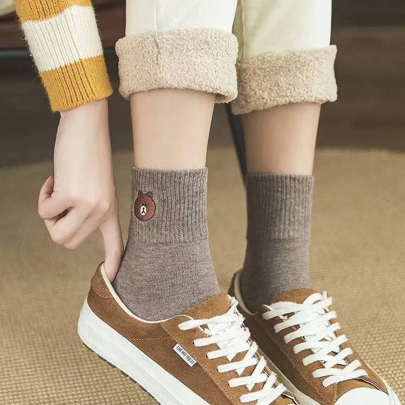 Bear socks women's four seasons in the tube socks tide Korean version of the college style cute Japanese long tube women's socks