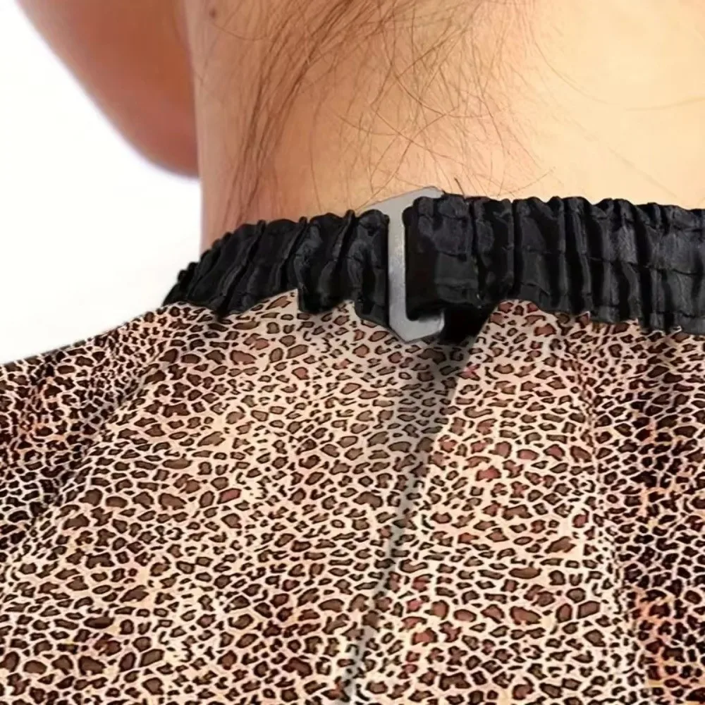 Leopard Print Hair Cutting Cape Adjustable Neck Closure Easy Clean Hairdressing Cape Anti-Static Barber Cape Hairdressing Tool