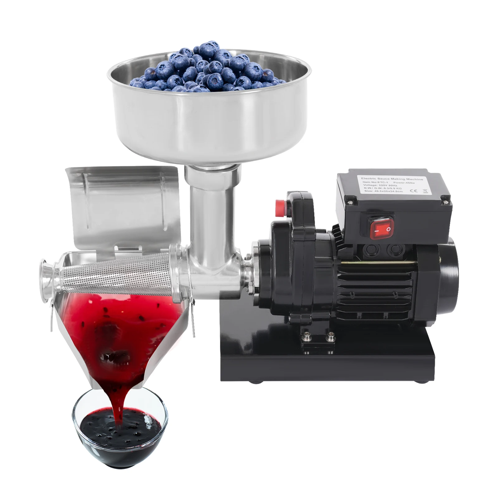 Máquina eléctrica de mermelada ETC-1, máquina para hacer salsa de tomate de acero inoxidable, máquina para salsa para tomate, fresa, arándanos 450W 220V