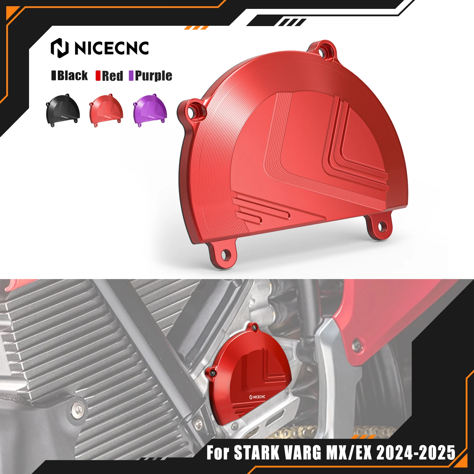 

NICECNC For Stark Varg EX 2024-2025 Motocross Left Large Motor Cover Protector Aluminium For Stark Varg MX Electric Dirt Bike