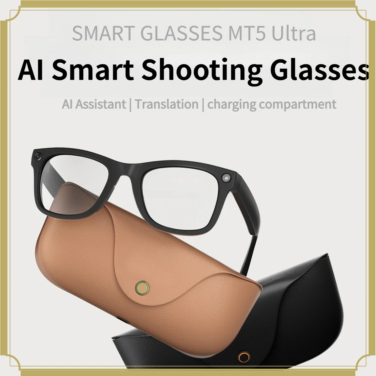 New Smart AI Glasses MT5 Ultra 8MP HD Camera Video Recording Voice Call with Charging Case Intelligent AI Translation Glasses