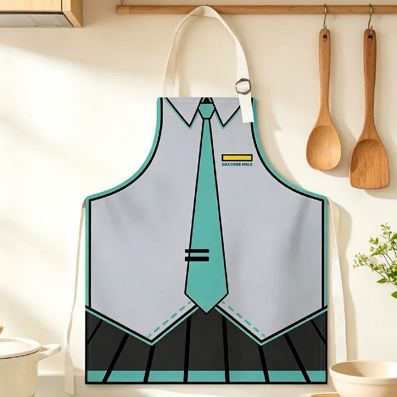 新しい初音ミクコスプレエプロンアニメグリーンエプロンかわいい女の子キッチン調理エプロンファッションホームウェアインターネットセレブスタイルギフト