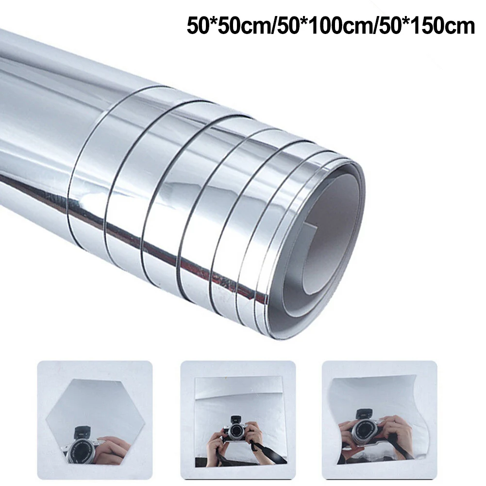 1 Pc Mirror Wall Sticker 50×50/100/150cm PET Self-adhesive Adhesive Film Bathroom Decoration Room Decor Home