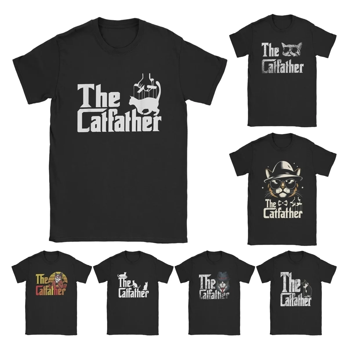 Men's T-Shirt The Catfather Fashion Pure Cotton Tees Short Sleeve T Shirt O Neck Clothes Printed