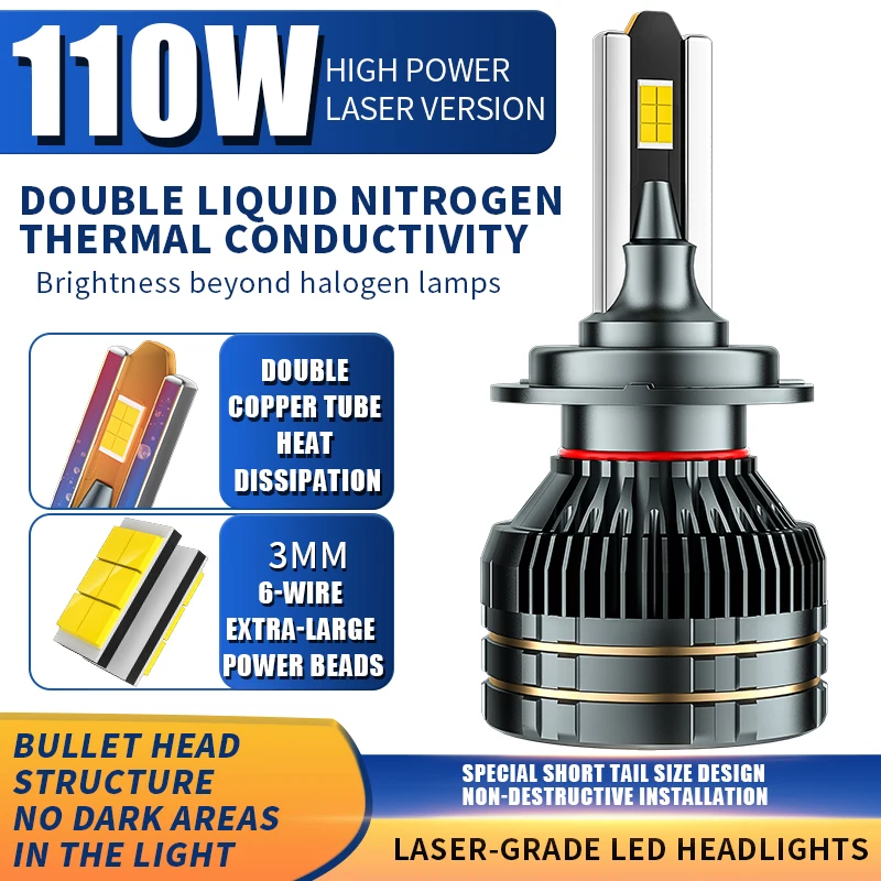 2X H7 H4 H11 Led Car Headlight Bulbs H1 9005 9006 9012 39800ML 120W Light Canbus No Error 6000k Fog Lamp Head 12V Lights