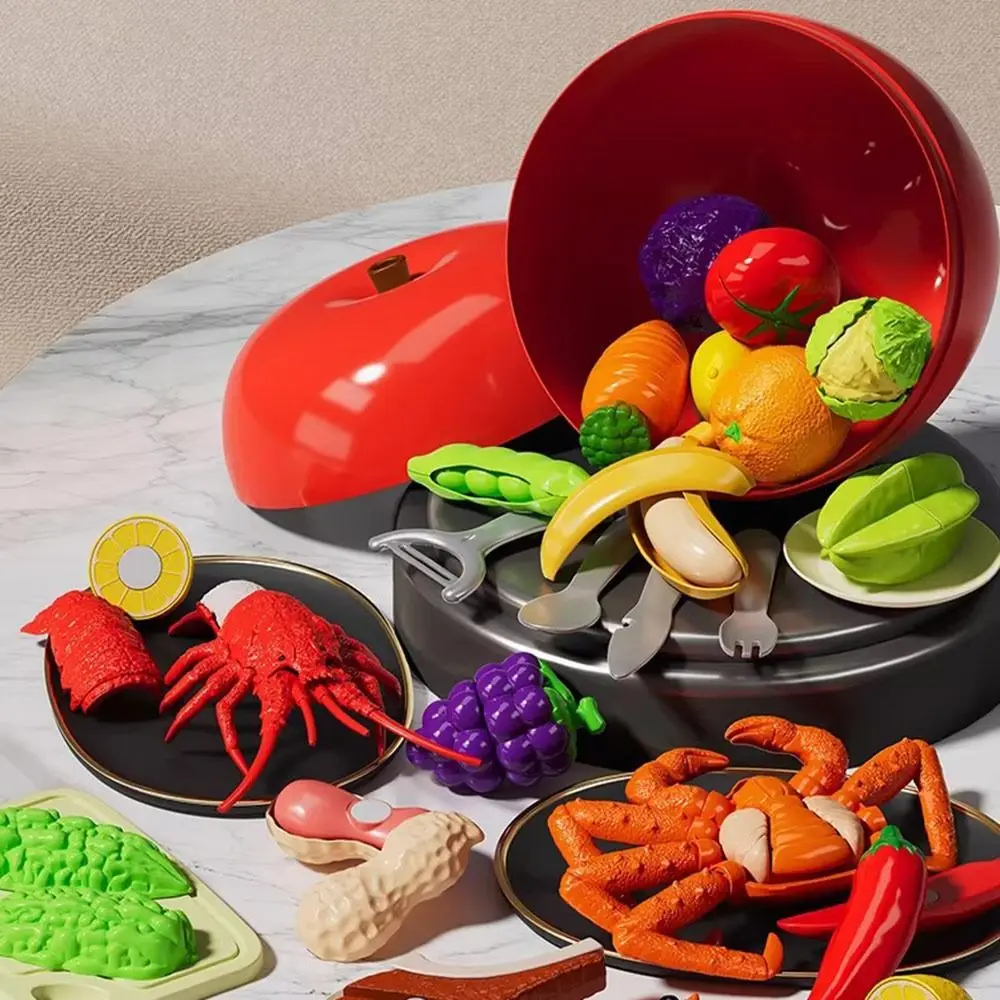 New Detachable Play Cutting Food Set Peelable with Storage Bucket Kitchen Play Food Sliceable Peelable Food Parent Unisex Game