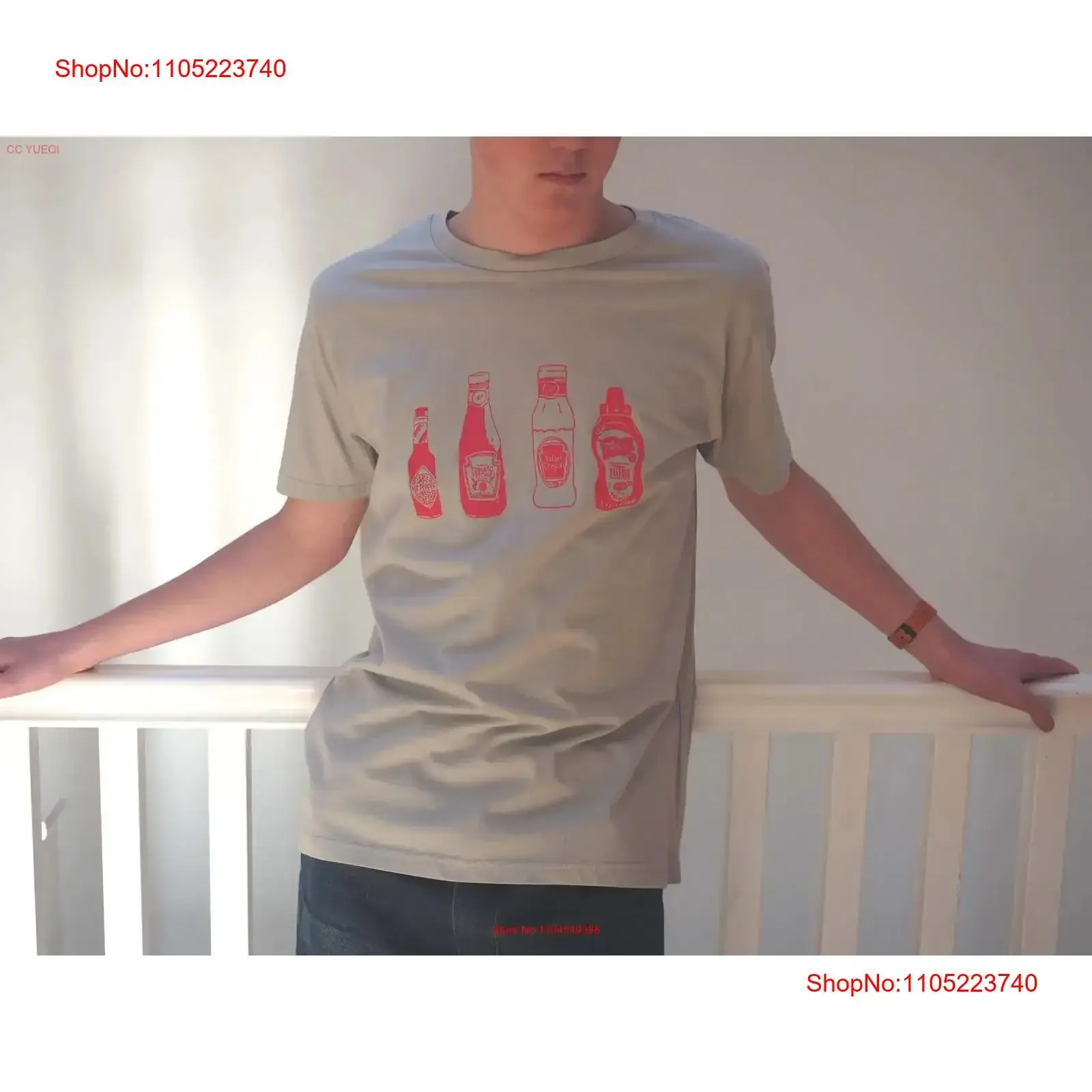 Camiseta clásica de salsas Ketchup, crema de ensalada de mostaza americana, Tabasco, regalo gourmet, esponoso, vintage, lavado, ligeramente a la moda, suave